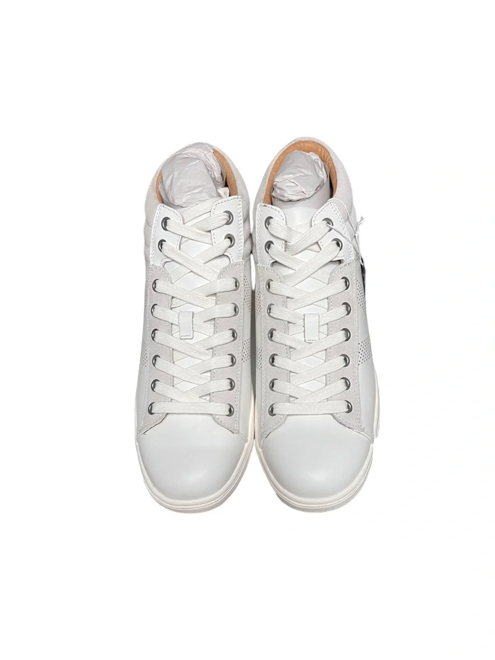 🌻Vionic Malcom High Top Sneakers White Leather Perforated Men's Size 8.5
